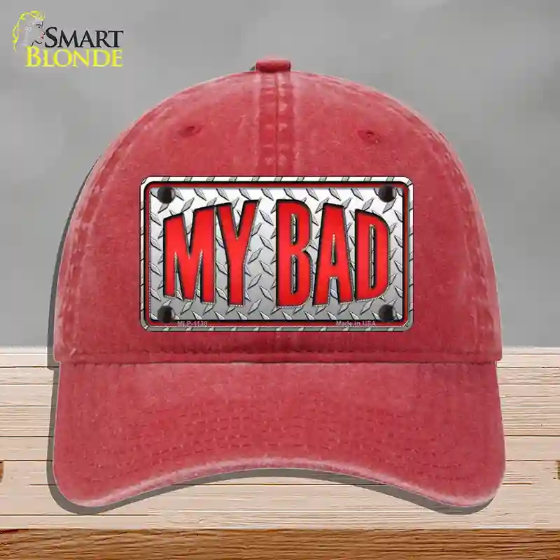 HAT13-MLP-1138 My Bad Novelty License Plate Hat, Unconstructed Cotton - Red