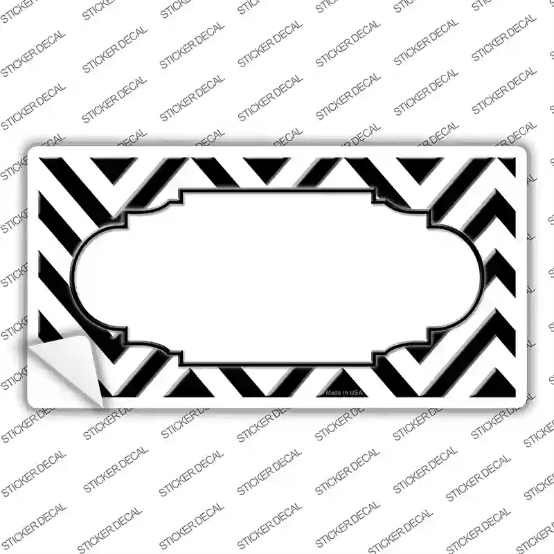 LP-5062s-S White Black Chevron Scallop Novelty Sticker Decal, Small