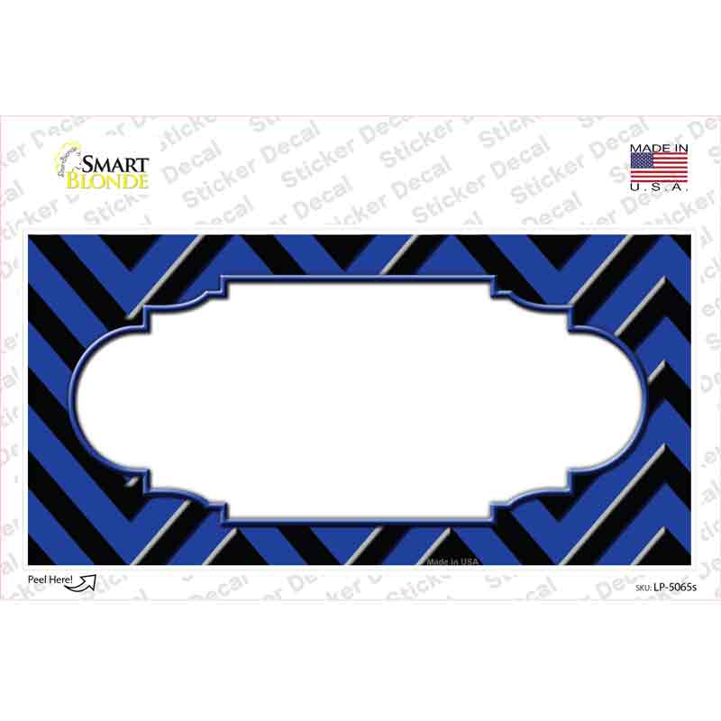 LP-5065s-M Blue Black Chevron Scallop Novelty Sticker Decal, Medium