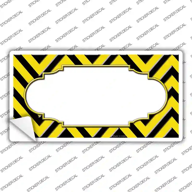 LP-5066s-L Yellow Black Chevron Scallop Novelty Sticker Decal, Large
