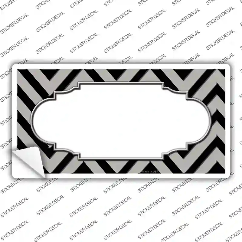 LP-5069s-S Gray Black Chevron Scallop Novelty Sticker Decal, Small