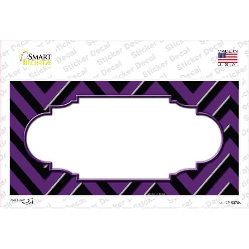 LP-5070s-M Purple Black Chevron Scallop Novelty Sticker Decal, Medium