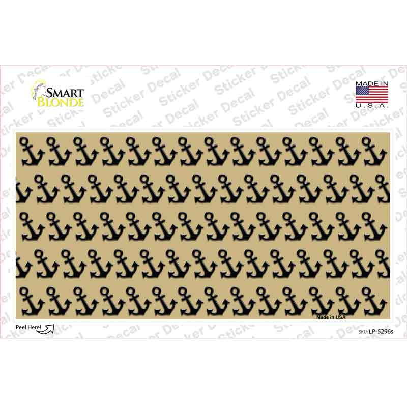 LP-5296s-M Gold Black Anchor Novelty Sticker Decal, Medium
