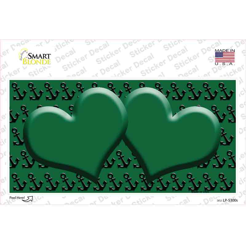LP-5300s-M Green Black Anchor Heart Center Novelty Sticker Decal, Medium
