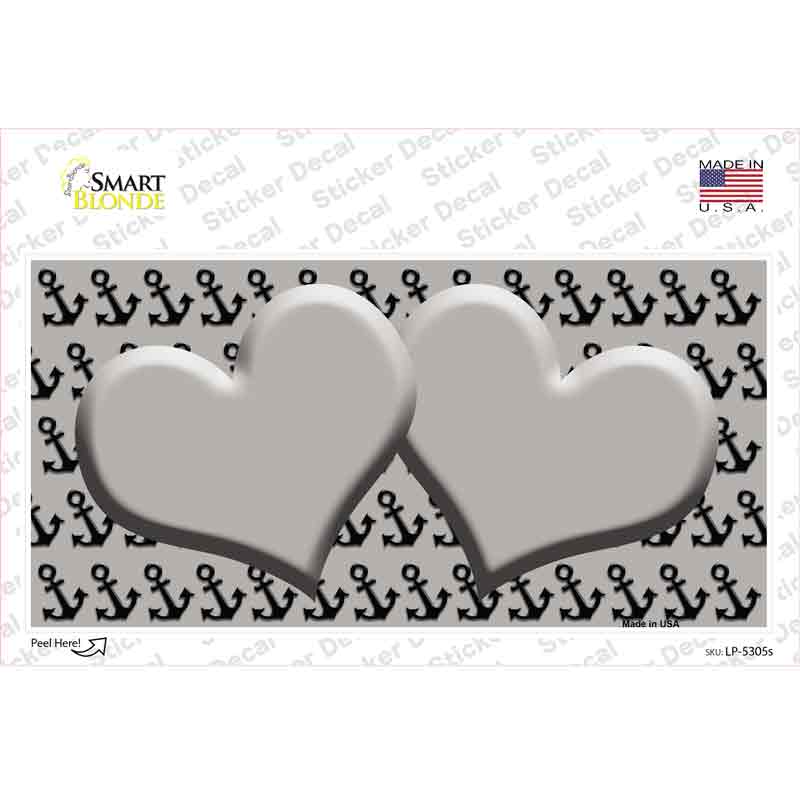 LP-5305s-M Gray Black Anchor Heart Center Novelty Sticker Decal, Medium