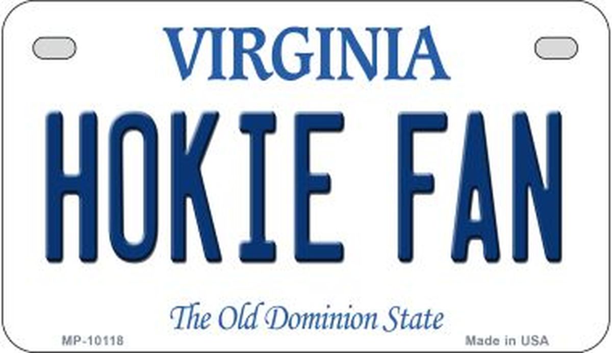 Hokie Fan Virginia Novelty Metal Motorcycle Plate MP-10118