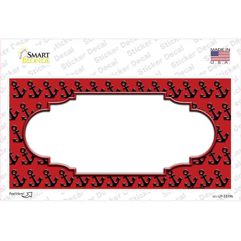 LP-5319s-M Red Black Anchor Scallop Center Novelty Sticker Decal, Medium