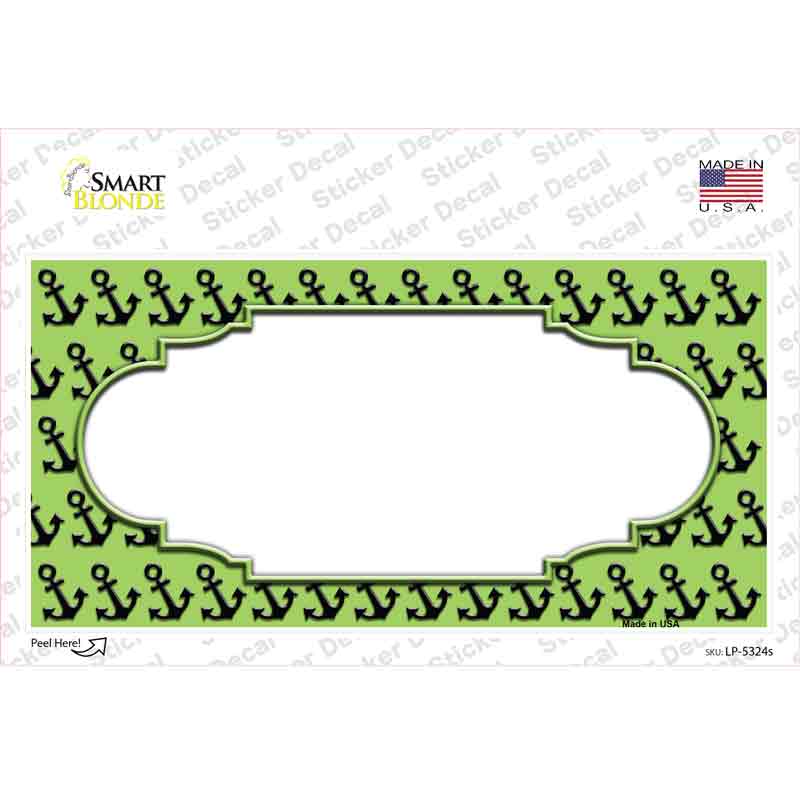 LP-5324s-M Lime Green Black Anchor Scallop Center Novelty Sticker Decal, Medium