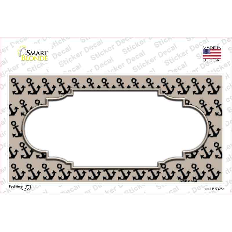 LP-5325s-M Tan Black Anchor Scallop Center Novelty Sticker Decal, Medium