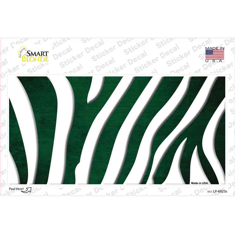LP-6923s-M Green White Zebra Oil Rubbed Novelty Sticker Decal, Medium
