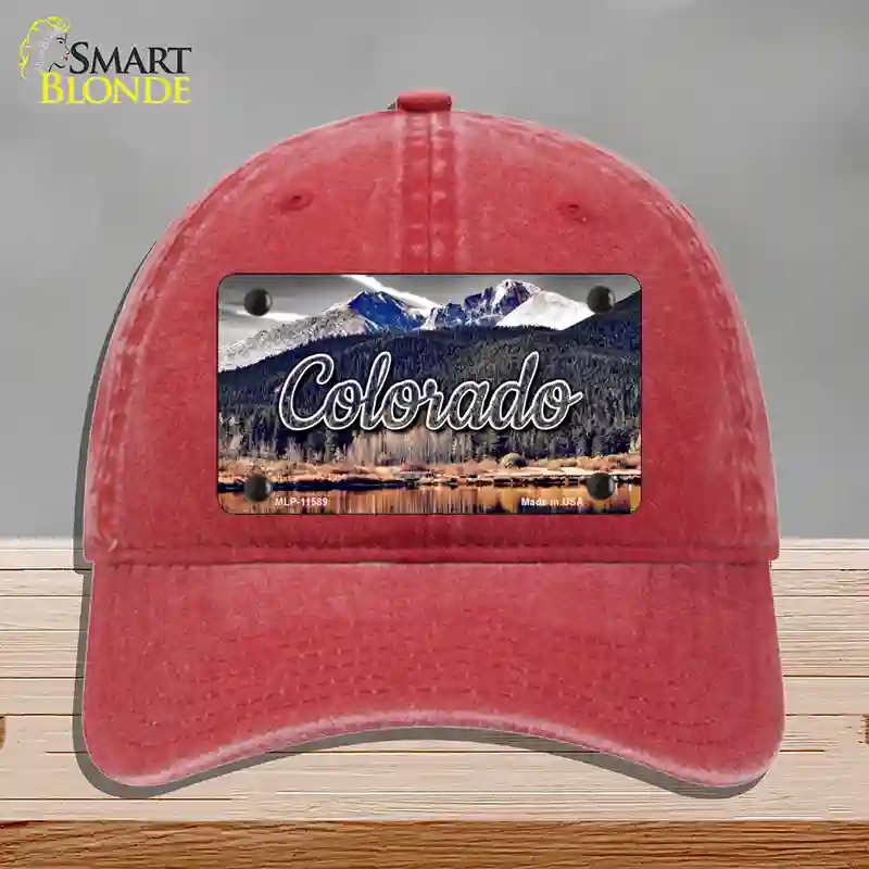 HAT13-MLP-11589 Colorado Forest & Mountains State Novelty License Plate Hat, Unconstructed Cotton - Red