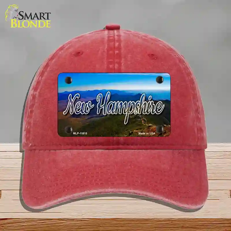 HAT13-MLP-11615   Hampshire Mountain Range State Novelty License Plate Hat, Unconstructed Cotton - Red