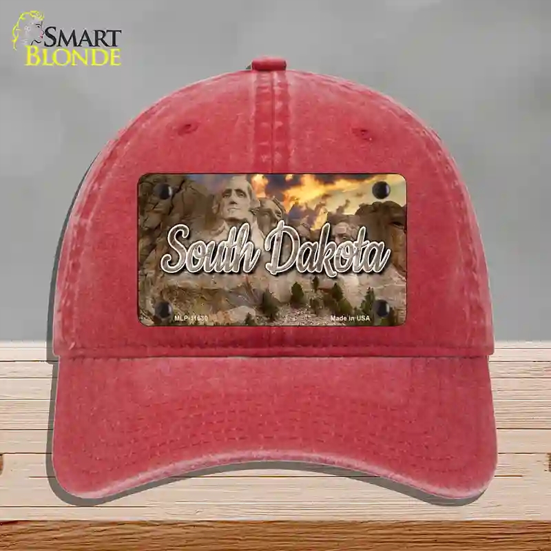 HAT13-MLP-11630 South Dakota Mt Rushmore State Novelty License Plate Hat, Unconstructed Cotton - Red