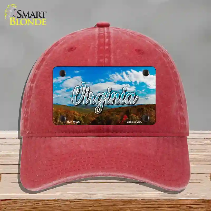 HAT13-MLP-11636 Virginia Mountain Range State Novelty License Plate Hat, Unconstructed Cotton - Red