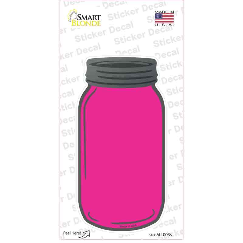 MJ-003s-M Pink Novelty Mason Jar Sticker Decal, Medium