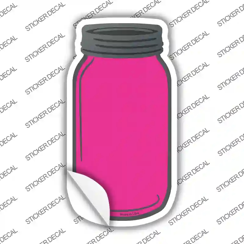 MJ-003s-S Pink Novelty Mason Jar Sticker Decal, Small