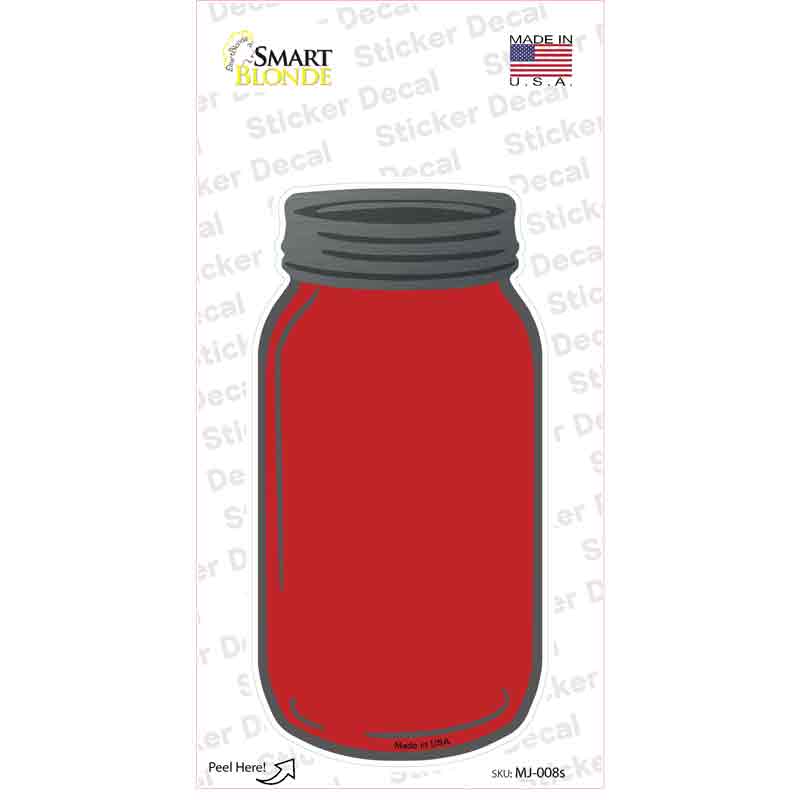 MJ-008s-M Red Novelty Mason Jar Sticker Decal, Medium