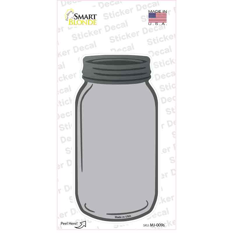 MJ-009s-M Gray Novelty Mason Jar Sticker Decal, Medium