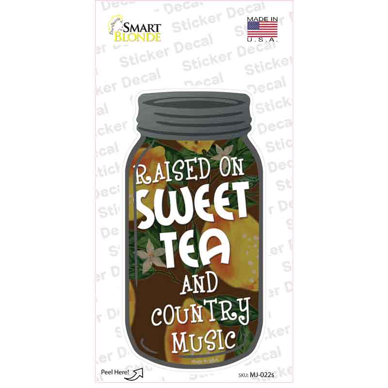 MJ-022s-M Sweet Tea & County Music Novelty Mason Jar Sticker Decal, Medium