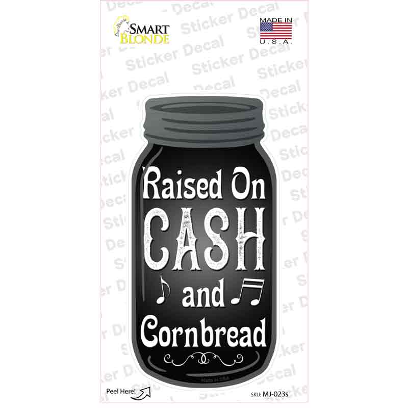 MJ-023s-M Cash & Cornbread Black Novelty Mason Jar Sticker Decal, Medium