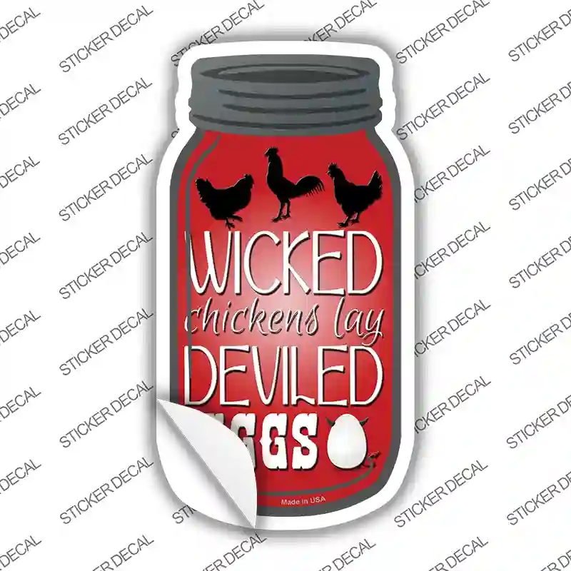 MJ-026s-L Wicked Chicken Deviled Eggs Novelty Mason Jar Sticker Decal, Large