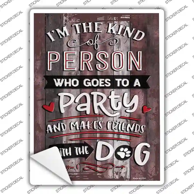 P-3493s-S Makes Friends with Dog Novelty Rectangular Sticker Decal, Small