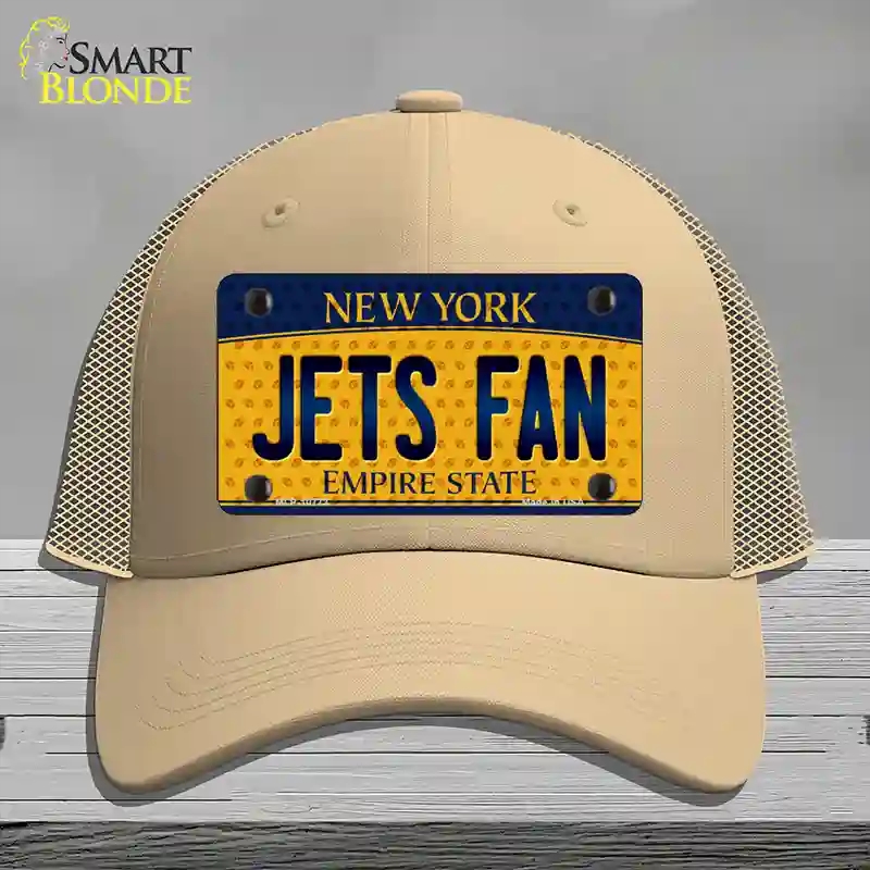 HAT15-MLP-10773 Jets Fan   York Novelty License Plate Hat, Mesh - Khaki