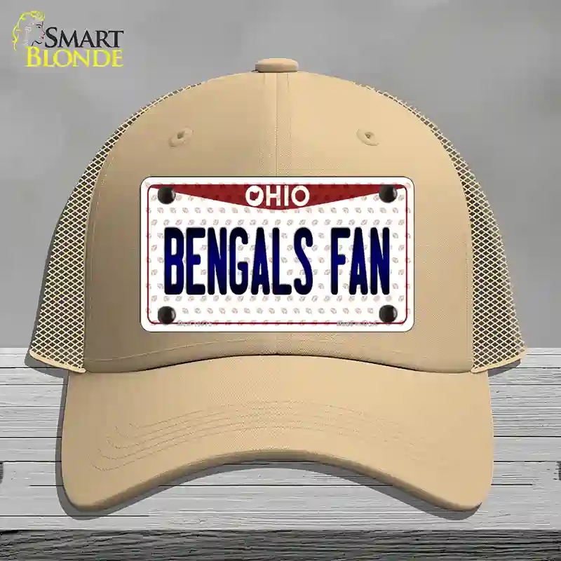 HAT15-MLP-10775 Bengals Fan Ohio Novelty License Plate Hat, Mesh - Khaki