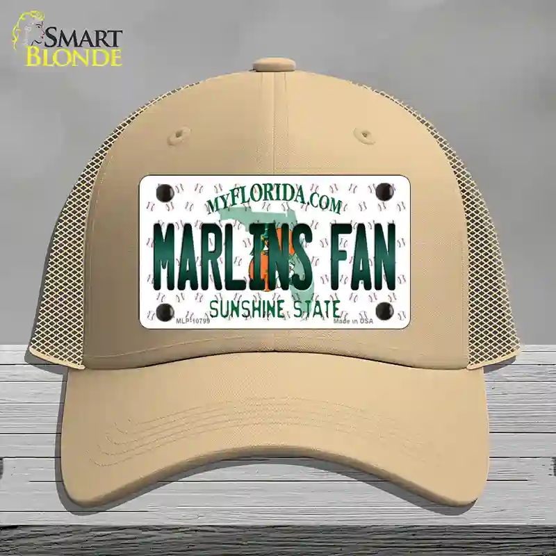 HAT15-MLP-10799 Marlins Fan Florida Novelty License Plate Hat, Mesh - Khaki