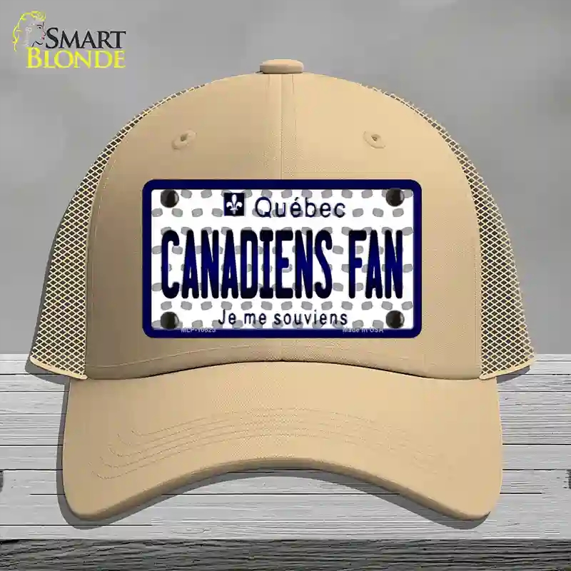 HAT15-MLP-10823 Canadiens Fan Quebec Novelty License Plate Hat, Mesh - Khaki