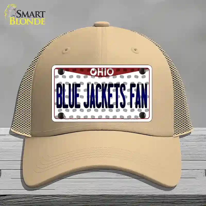 HAT15-MLP-10839 Blue Jackets Fan Ohio Novelty License Plate Hat, Mesh - Khaki