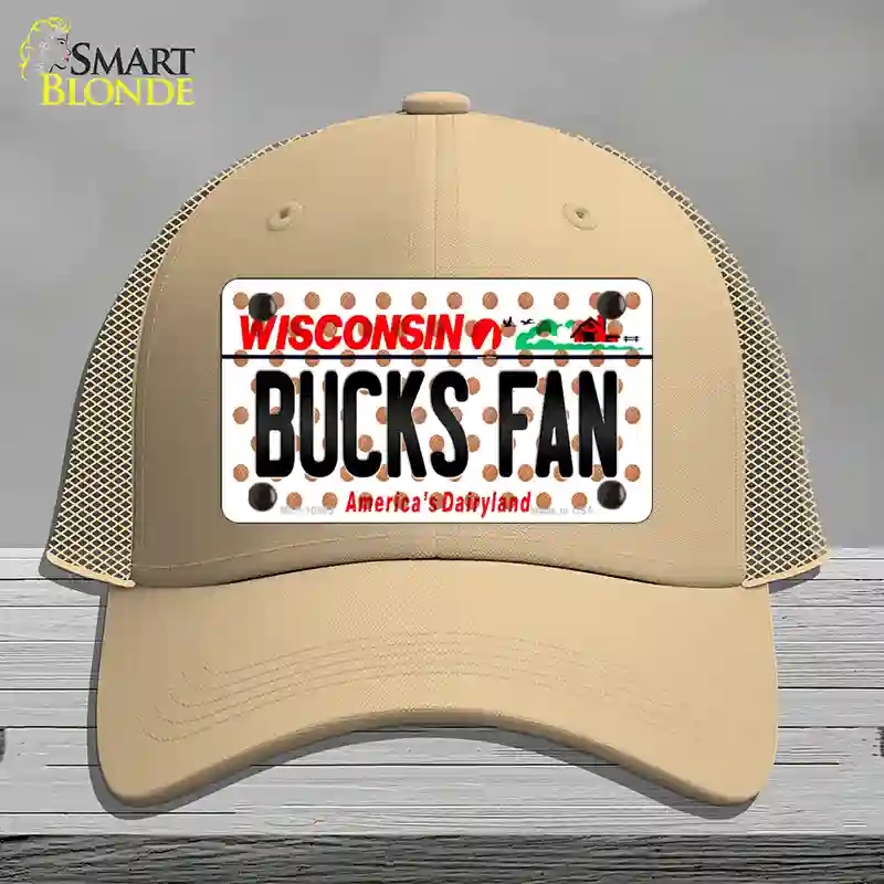 HAT15-MLP-10863 Bucks Fan Wisconsin Novelty License Plate Hat, Mesh - Khaki