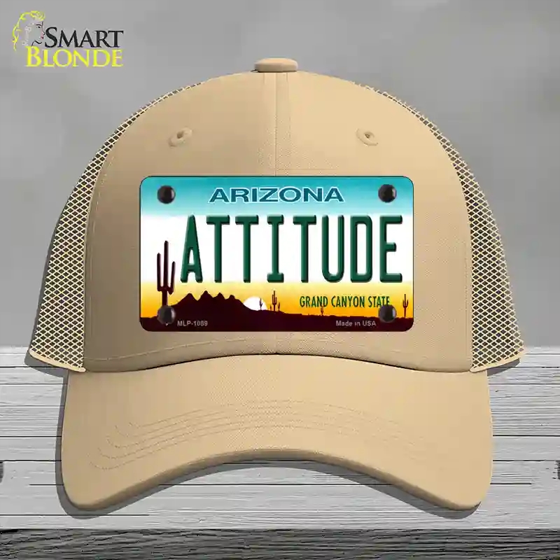 HAT15-MLP-1089 Arizona Attitude Novelty License Plate Hat, Mesh - Khaki
