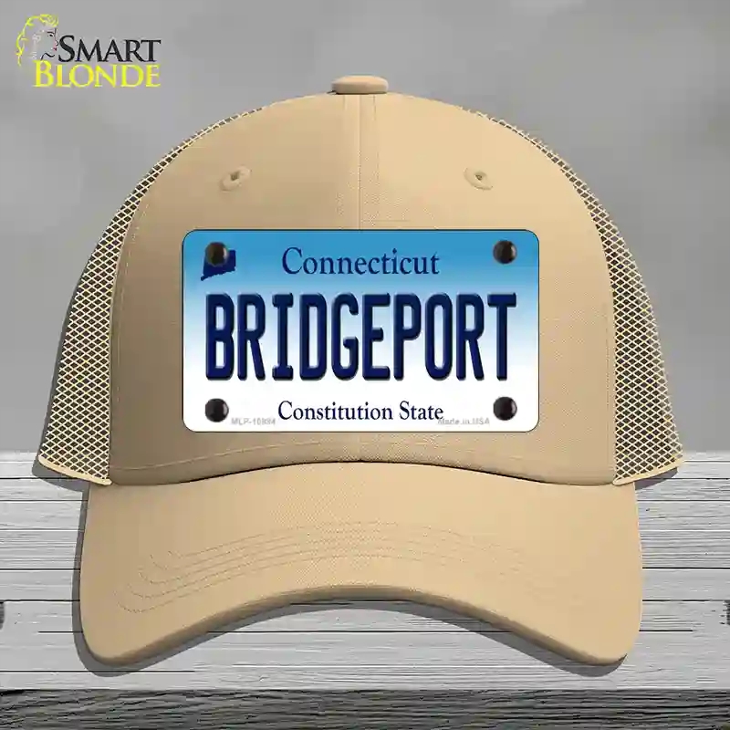 HAT15-MLP-10894 Bridgeport Connecticut Novelty License Plate Hat, Mesh - Khaki