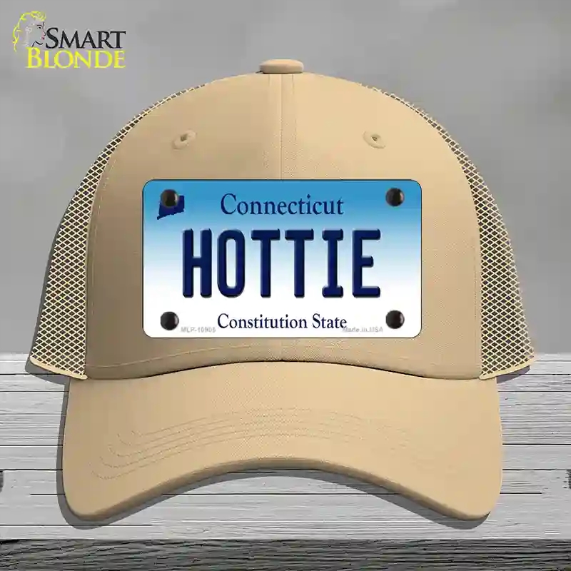 HAT15-MLP-10905 Hottie Connecticut Novelty License Plate Hat, Mesh - Khaki