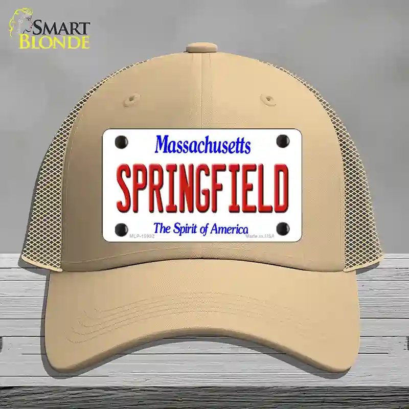 HAT15-MLP-10992 Springfield Massachusetts Novelty License Plate Hat, Mesh - Khaki