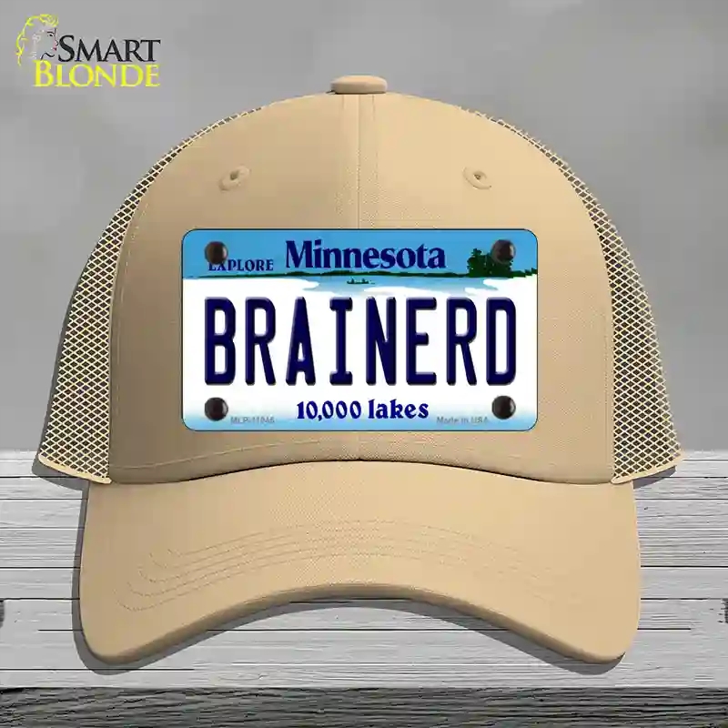 HAT15-MLP-11045 Brainerd Minnesota State Novelty License Plate Hat, Mesh - Khaki