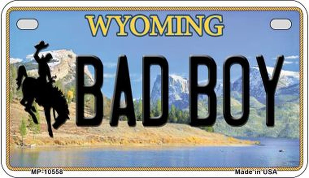 Bad Boy Wyoming Novelty Metal Motorcycle Plate MP-10558