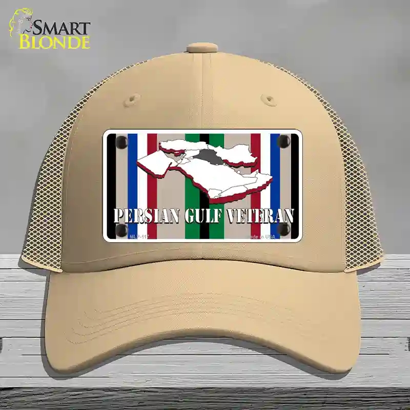 HAT15-MLP-117 Persian Gulf Veteran Novelty License Plate Hat, Mesh - Khaki
