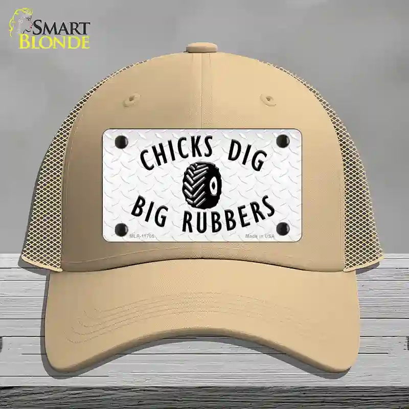 HAT15-MLP-11705 Chicks Dig Big Rubbers Novelty License Plate Hat, Mesh - Khaki