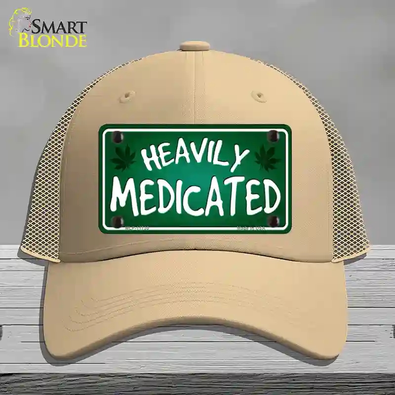HAT15-MLP-11730 Heavily Medicated Novelty License Plate Hat, Mesh - Khaki