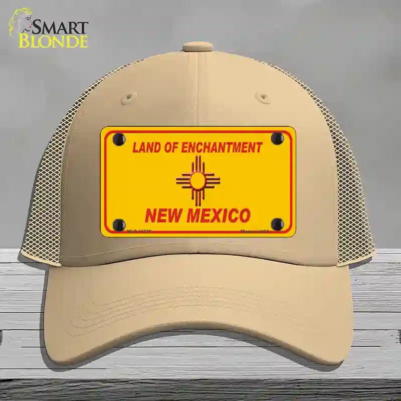 HAT15-MLP-11736   Mexico Blank Yellow State Novelty License Plate Hat, Mesh - Khaki