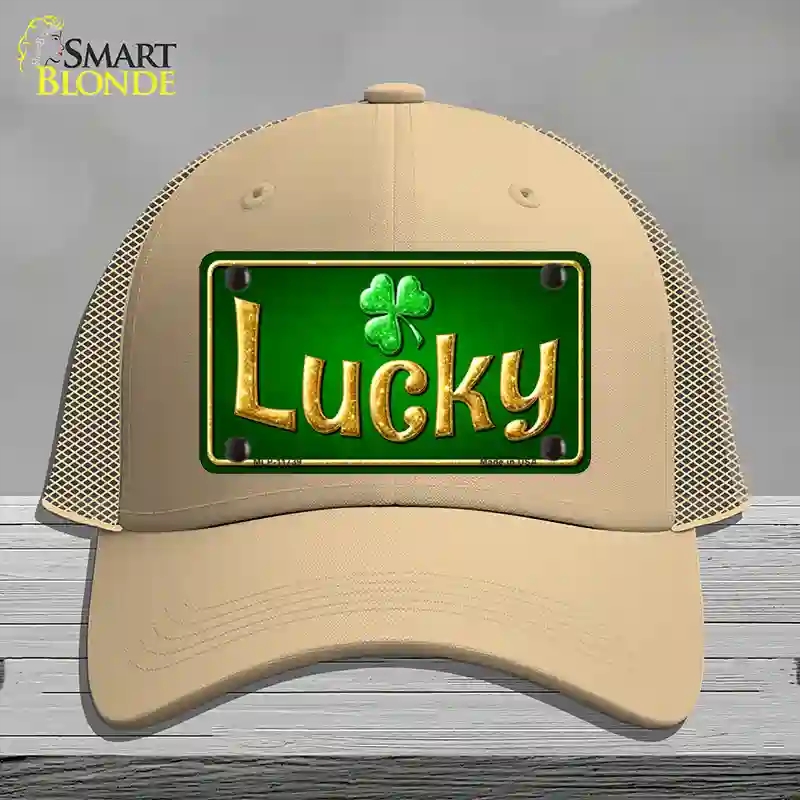 HAT15-MLP-11739 Lucky Irish Novelty License Plate Hat, Mesh - Khaki