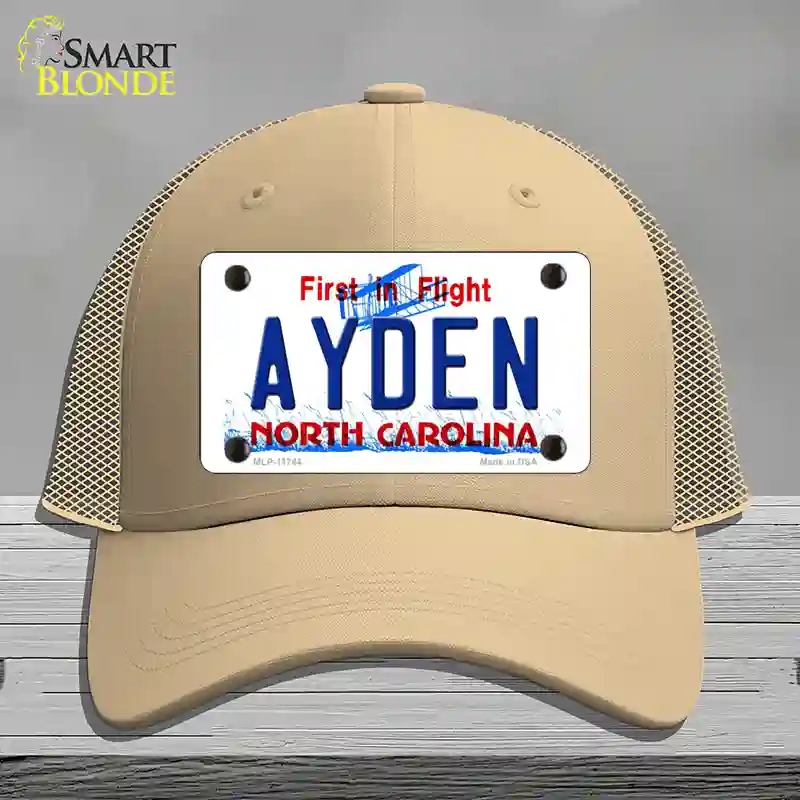 HAT15-MLP-11744 Ayden North Carolina State Novelty License Plate Hat, Mesh - Khaki