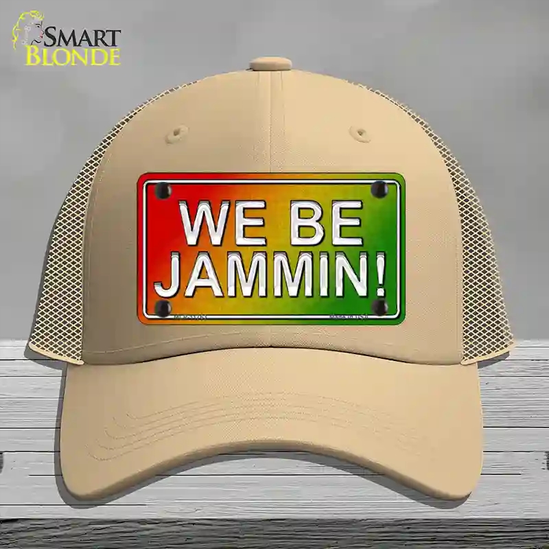 HAT15-MLP-11763 We Be Jamming Rasta Novelty License Plate Hat, Mesh - Khaki
