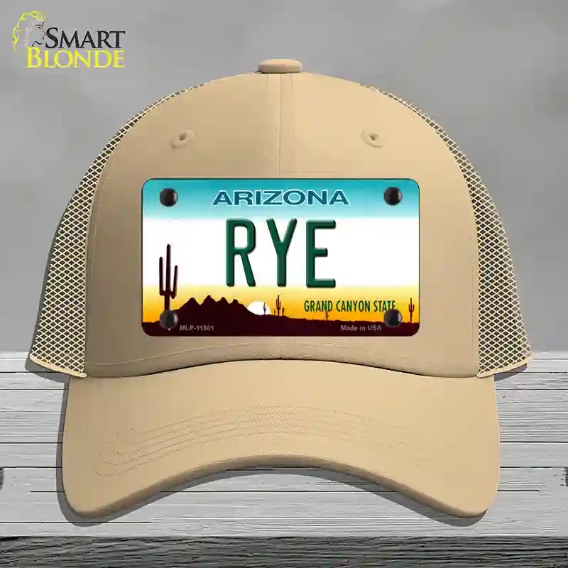 HAT15-MLP-11801 Rye Arizona Novelty License Plate Hat, Mesh - Khaki