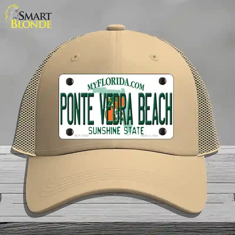 HAT15-MLP-11929 Florida Ponte Vedra Beach Novelty License Plate Hat, Mesh - Khaki
