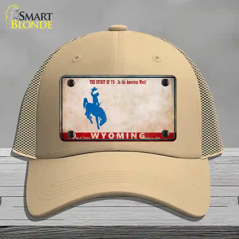 HAT15-MLP-11932 Wyoming Rusty Novelty License Plate Hat, Mesh - Khaki