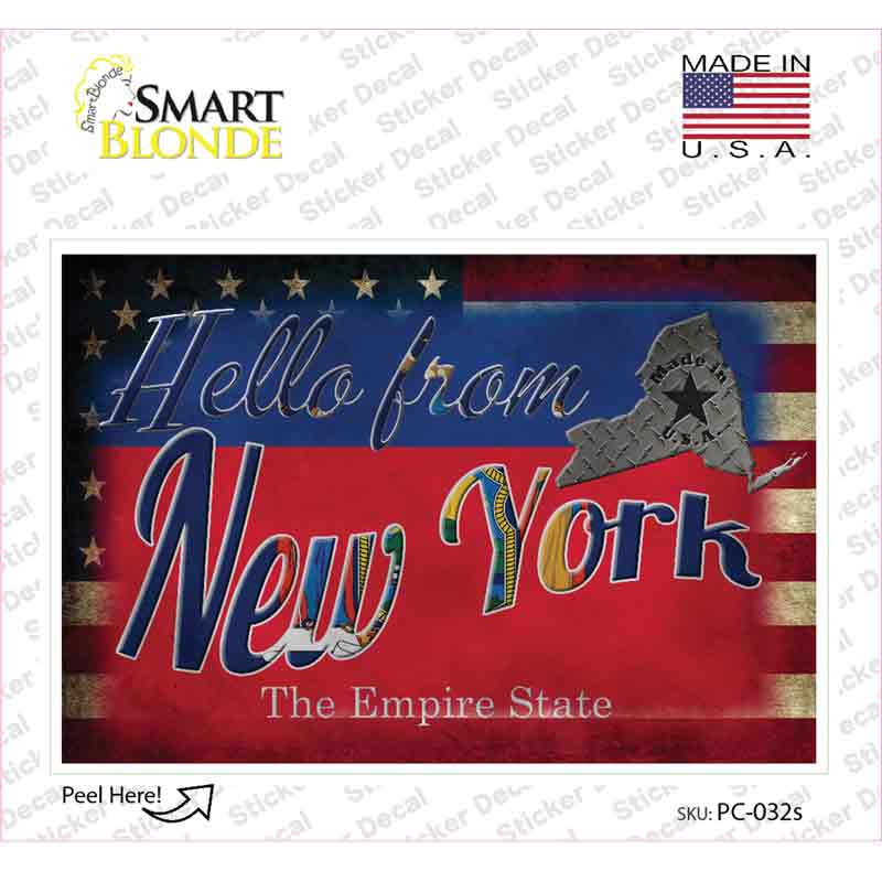 PC-032s-M Hello From   York Novelty Postcard Sticker Decals, Medium