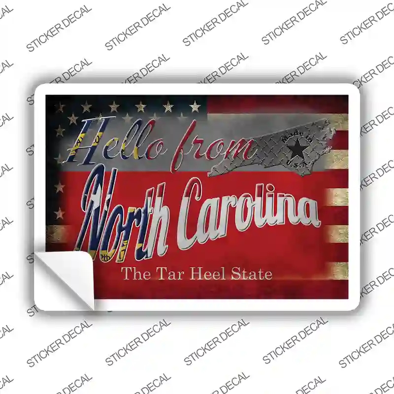 PC-033s-S Hello From North Carolina Novelty Postcard Sticker Decals, Small